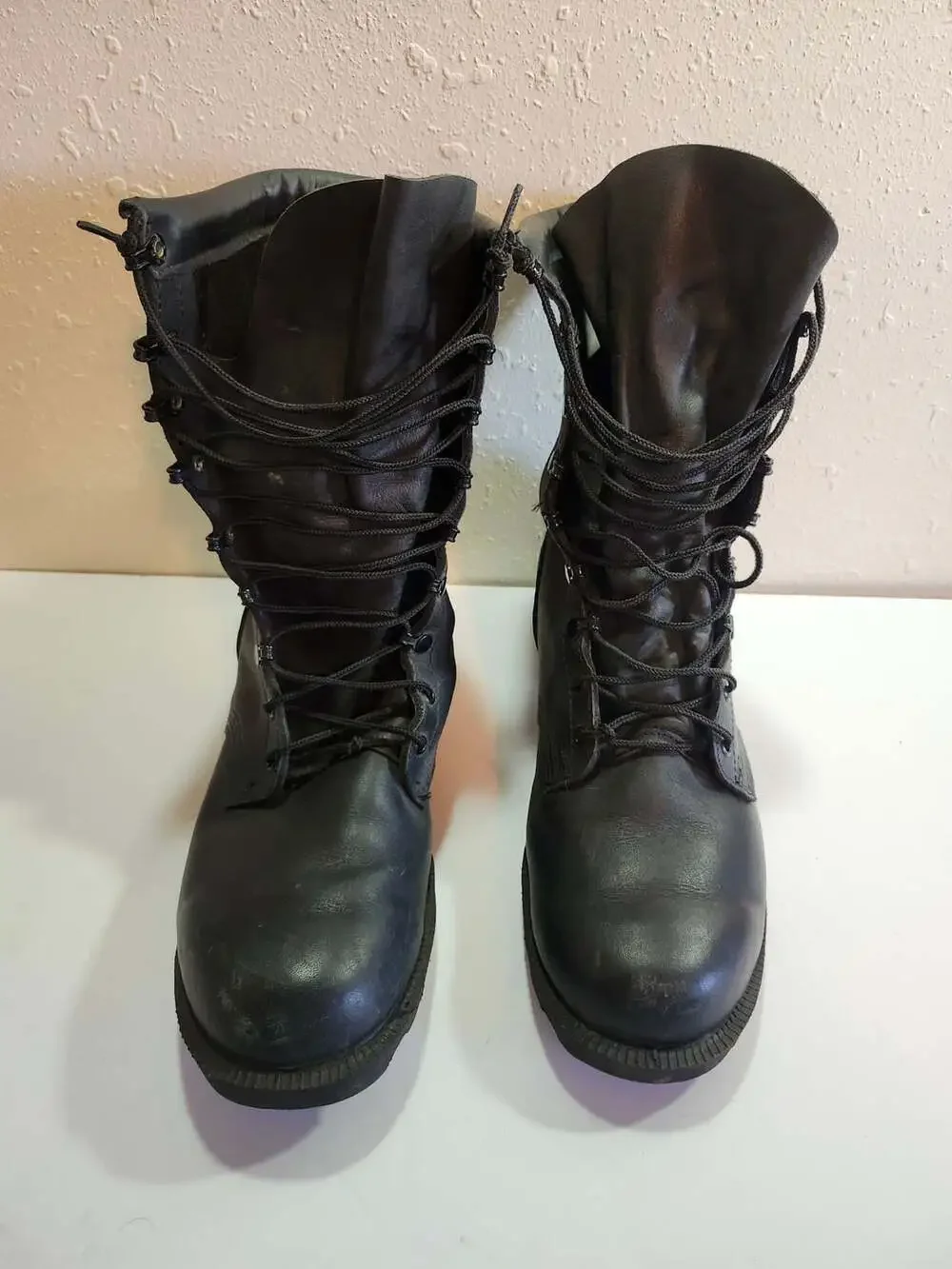 Ro-Search Black Leather Combat Boots Size 9.5 Military Vintage
